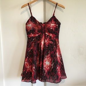 🤍 euc | Bebe | beautiful ikat chiffon babydoll dress